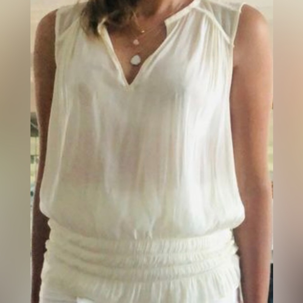 Ramy Brook Cream Soft Sleeveless Top. Light fabric Feels cool great for hot days